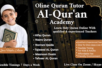 teach quran with tajweed,qaida,kalma for kids and adults