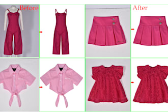 kids product images edit, packshot garments retouch, hanger removal services