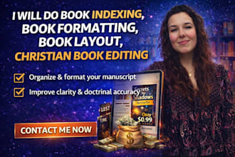 do book indexing, book formatting, book layout, christian book editing