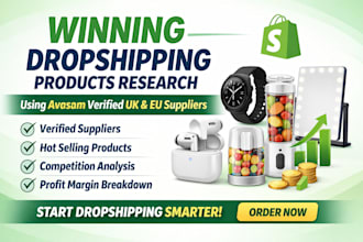 do shopify winning products research for your dropshipping store using avasam