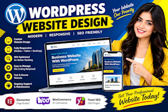 build wordpress website development, business website or wordpress blog website