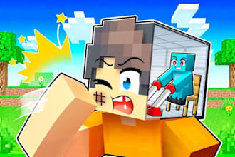 make cartoonish 2d minecraft youtube thumbnail