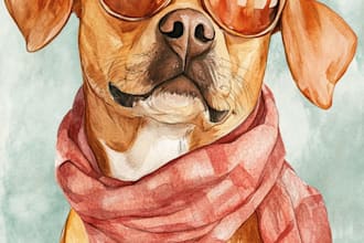 draw pet portrait, dog, cat
