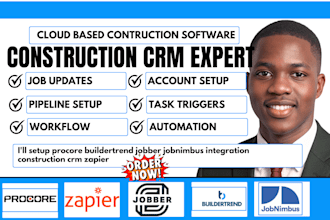 setup procore buildertrend jobber jobnimbus integration construction crm zapier