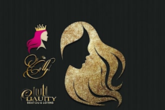 do hair logo, hair extension and feminine design