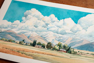 draw a watercolor landscape illustration