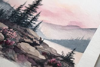 draw a watercolor landscape illustration