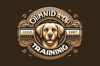 make creative dog training vintage logo for you in just 1 day