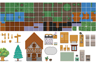 create 8x8, 16x16, 32x32, 64x64 pixel art tileset, tilemap for your indie game