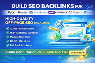build SEO backlinks for wix shopify wordpress woocommerce magento ecwid
