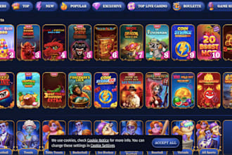 develop igaming website, sport bet website, slot, blackjack, crash game, bet web