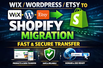 migrate wix wordpress woocommerce etsy mercado libre to shopify
