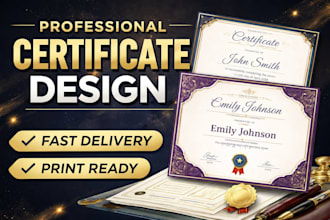 design a professional certificate, diploma or award certificate