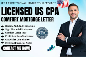prepare a licensed US CPA letter audit review  financial statement, profit loss