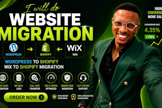 do website migration, wordpress to shopify, wix to shopify migration