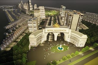 render3d royal estate,community infrastructure,urban housing design,palace house