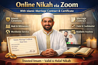 perform quick online nikah via zoom with islamic marriage contract certificate