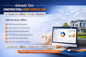 automate construction and home service crm in gohighlevel zoho hubspot pipedrive