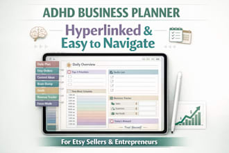 create hyperlinked adhd digital planner for focus daily use and organization