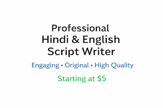 engaging hindi and english youtube script writing
