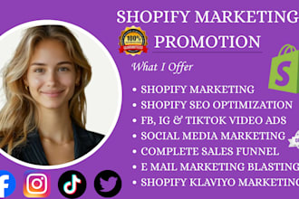 boost shopify sales dropshipping marketing ig fb ads tiktok video shopify SEO