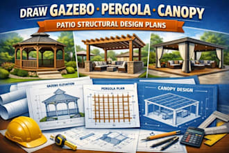 draw gazebo pergola canopy patio structural design plans