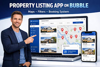 create property listing app on bubble agent maps, search filter, appointment