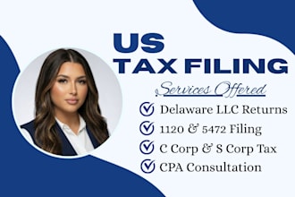 prepare and flle foreign owned, delaware llc tax, c corp, s corp, 1120 5472 CPA