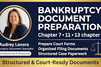 prepare bankruptcy documents for chapter 7, 11, 13 and chapter 9