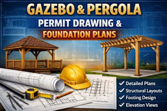 provide gazebo pergola permit drawing and foundation plans