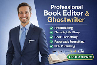 ghostwrite, edit family memoir, proofread family story and format for print
