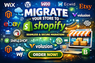 migrate shift4shop wix volusion ecwid wordpress ebay to shopify store migration