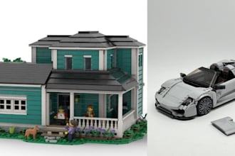 design lego car model, building, minfigure with manual instruction and part list