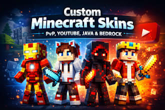 custom minecraft skins for pvp, youtube, java and bedrock