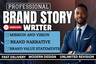 write a professional brand story, mission statement, vision and about us