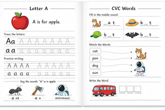 do educational children kindergarten phonics kids worksheet  workbook amazon KDP
