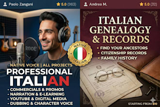 record an italian male voice over for web radio and tv