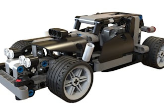design 3d lego car model, toy set, technic with pdf manual instruction
