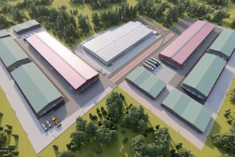 develop industrial factory building,site plan rendering, storage facility design