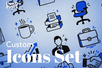 design a unique icon pack UI, web, saas with source files