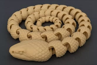 customize 3d articulated,snake skeleton,3d print,fidget toy,dragon,lambu lab p1s
