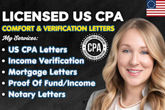 do US CPA proof of funds letter for mortgage real estate and income verification