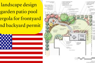 do landscape design garden patio pool pergola for frontyard and backyard permit
