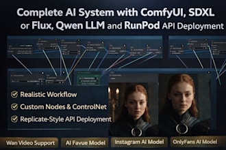 do ai system with comfyui, sdxl or flux, qwen llm and runpod api deployment