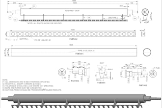 3d assembly drawing and 2d detail drawing