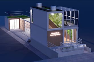 render shipping container houses, cafes, restaurants and with drawings
