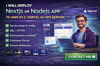 deploy nextjs or nodejs app to AWS ec2, vercel or vps server