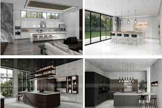 model render kitchen and bathroom 3d design 2d layout and cabinetry plans
