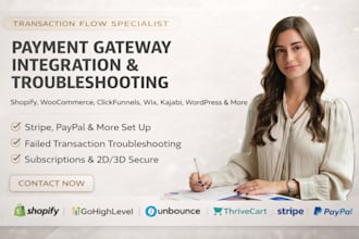 connect stripe, paypal to shopify payment gateway, fix payment processor issues