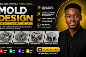 design injection molds, silicone molds and 3d cad for manufacturing and 3d print